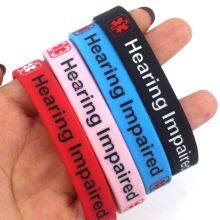Factory Price in Stock Hearing Impaired Soft Embossed Silicone Wristband Social Activity Medical Publicity Silicone Bracelet thumbnail-5