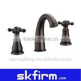 3 Holes Brass Tap Oil Rubbed Dual Handle Basin Tap