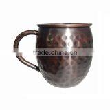 COPPER BARREL MUG 16 Oz. HAMMER ANTIQUE WITH COPPER C SHAPE HANDLE thumbnail-1