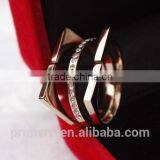 New Personalized Stainless Steel 3 Layers Inlay Crystal Finger Rings for Women thumbnail-4