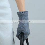 Best Feeling Grey Color Lady Wool Gloves With Wool Lining thumbnail-1