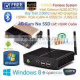 Mini Desktop Fanless Nettop Smart Client Barebone PC With 4G Ram Intel Celeron Dual Core N2810 or N2820 Support Windows7 Android