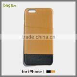 Mixed Color Genuine Leather Back Phone Case for IPhone 6s Plus Slot Card Phone Case