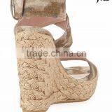 OS18 Summer Sandals Fabric Cover Wedges Rubber Outsole Strap Buckle Ankle Strap Pumps Shoes Summer Collection thumbnail-4