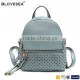 Personalized style plain color hollow out design women PU leather custom backpack