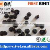 4*3.1mm black color solid steel rivet, solid step rivet