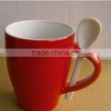 Creative Fashion Simple Mluti-color Different Shape Ceramic Coffee Mug With Inserting Spoon thumbnail-5