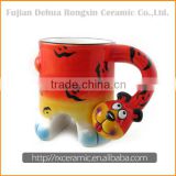 Bear cartoon animal hand-painted 3D ceramic ceramic fondue set