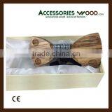 Hot Selling Engraved logo on wooden Bowties and customized wooden bow tie with gift box