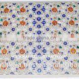 Rectangular Marble Inlay Coffee Table Tops, Handmade Marble Inlay Table Top