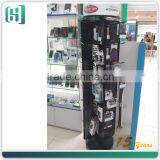Rotating Display Stand for Mobile Accessories Folding 4 Panel Pegboard Display Unit Cell Phone Case Spinner Rack With Hooks thumbnail-3