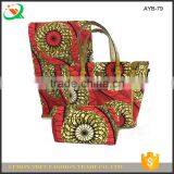 Soft Cotton Real Wax With Leather Hand Bag Red Printed Wax and Wax Bag