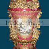 Birds and Flowers Decorated Ceramic Jar, Hand Painted Luxury Designed Jar thumbnail-2