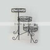 3 Tier Decorative Black Metal Plant Stand Flower Stand Multi Planter Flower Pot Racks thumbnail-2