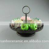 Metal Wedding Cake Stand, Mini Cute Iron Black Antique Style in One Tier thumbnail-2