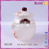 Decal Apple Desgin Ceramic Pot With Lid and Two Handle thumbnail-2