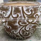 Indoor Wash Vase - Indoor Pottery With Round Rim and Pattern Outside thumbnail-1