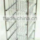 Metal Mobile Kitchen Drawer Wire Basket Cart