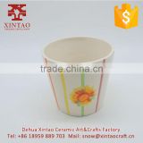 Set of 2 Colored Sunburst Design Ceramic Flower Planter Pots / Decorative Plant Container