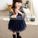 2015 New Autumn Girls Clothes Long Sleeve Flower Print Girl Dress For Party Wedding Children Kids Girl Floral Dress For School thumbnail-3
