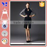 Women Tunic Wear To Work Seven Quater Slim Split Hem Pencil Sheath Dress thumbnail-2