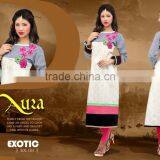 Aura Designer Georgette Embroidery Kurtis thumbnail-1