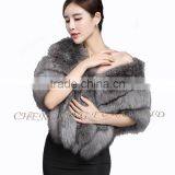 CX-B-133A Luxury Handmade Winter Cape/ Wedding Decoration Dress Fox Fur Shawl thumbnail-2
