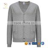 V-Neck Knitted Men Pure Cashmere Sweaters Grey Cashmere Sweater Cardigan thumbnail-1