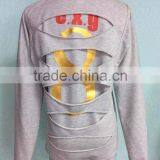 China Suppliers Garments in Terry Without Hood O-neck Cheap Design Hot Stamp Slim Fitted Plain Dyed for Women Sweatshirt Hoodies thumbnail-2