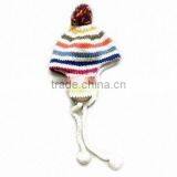 Women's Knitted Hat in 1.5gg Striped, Made of 70% Acrylic and 30% Wool thumbnail-1