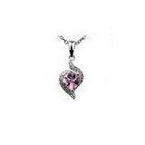 Lady 925 Sterling Silver Heart Pendant Micropave Setting With Pink , White Stone For Gift IP1157 thumbnail-1