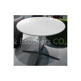 White Wooden Round Coffee Table Contemporary Polished Steel Leg thumbnail-1