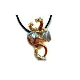 Pewter Gold Double Dragon Necklace