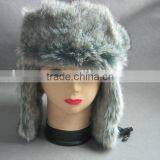 Russian Unisex New Custom Warm Winter Trapper Hat With Earflaps Rabbit Fur Hat