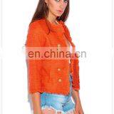 Outdoor Fashion New View Ladies Bright Orange Tweed Blazer Jacket thumbnail-5