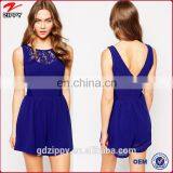 Lace Insert Trim Romper Wholesale Polyester Playsuit