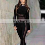 2016 Sexy Black Gauze Jumpsuits Long Sleeve Bandgae Jumpsuits Through Jumpsuits thumbnail-2