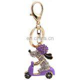 Dog rhinestone metal keyring promotional