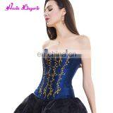 Women Waist Latex Halloween Blue Fish Boned 10 Printed Croset Body Shaper thumbnail-2