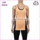 Women's o Neck Gym Wear Sports t Shirts With Side Contrast Panel