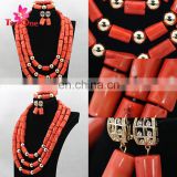 Coral jewelry set women fashion cloth beads coral necklace for bride wedding wear unique jewelry design
