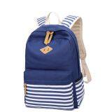 8827-3 canvas backpack factory wholesale custom lunch bag pencil bag three-piece leisure striped backpack middle school bag