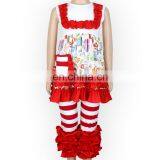 Girl Pocket Dress and Rainbow Stripe Ruffle Pant Bulk Wholesale Kids Clothing Back to School Outfit thumbnail-4