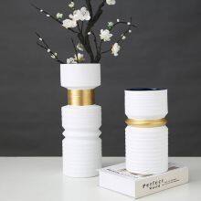 Thread Drawing Gold And Black White New Chinese Ceramic Crafts Vase For Office thumbnail-1
