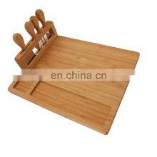 Premium Quality Bamboo Cheese Charcuterie Board Set With 4 Cutlery Set thumbnail-1