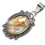 925 SOLID STERLING FINE SILVER LABRADORITE PENDANT thumbnail-1