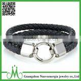 Genuine PU Leather Stainless Steel Magnetic Clasp Bracelets for Birthday Gift thumbnail-4
