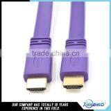 high quality 1.4v 2.0v blue purple white black colorful flat hdmi to hdmi cable