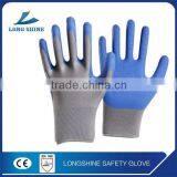 High quality blue foam latex coated cotton liner anti-cut and heat safety working glove factory price with ce certification