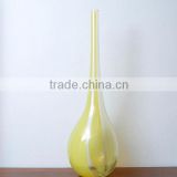 Clear transparent yellow solid color big belly round bud glass vase for flower decor blown manufacture